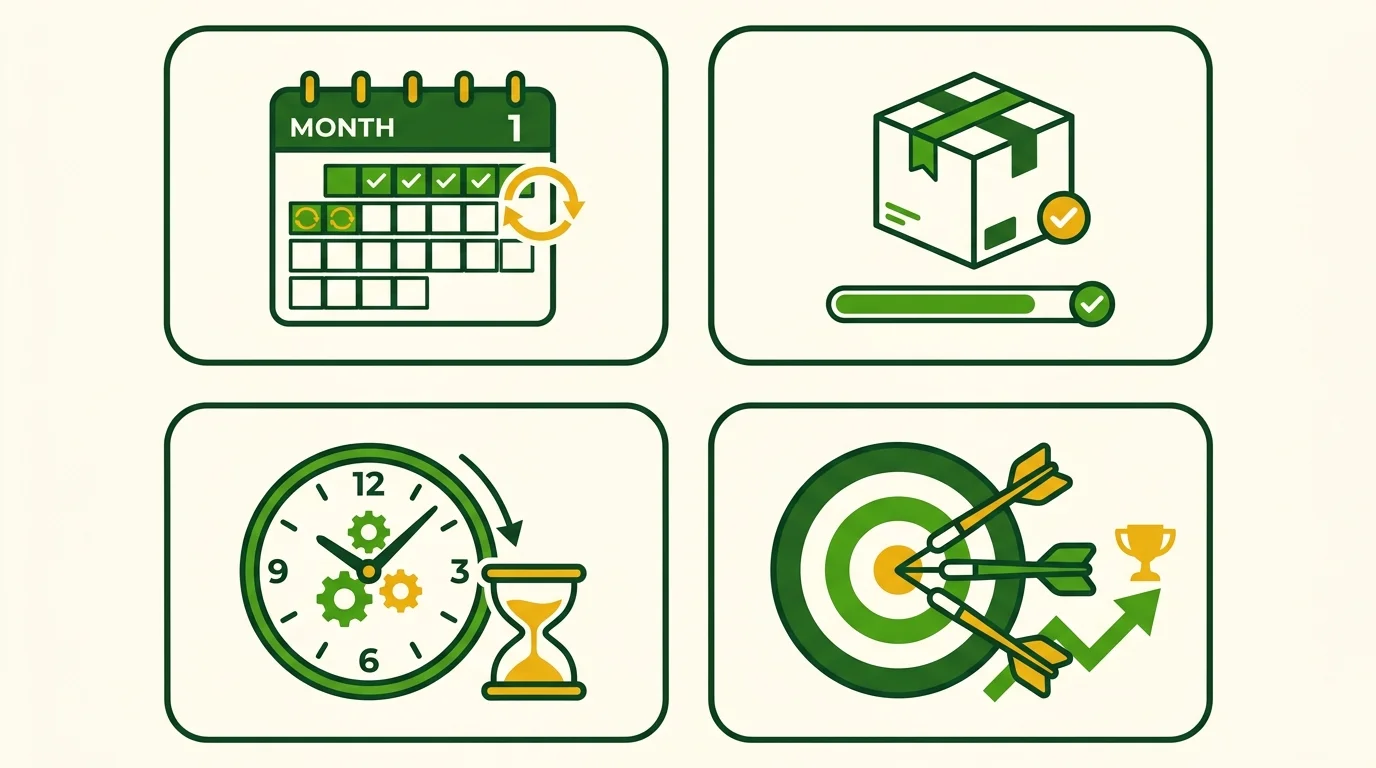 Four SEO pricing models illustrated: monthly retainer, one-off project, hourly consultancy and performance-based
